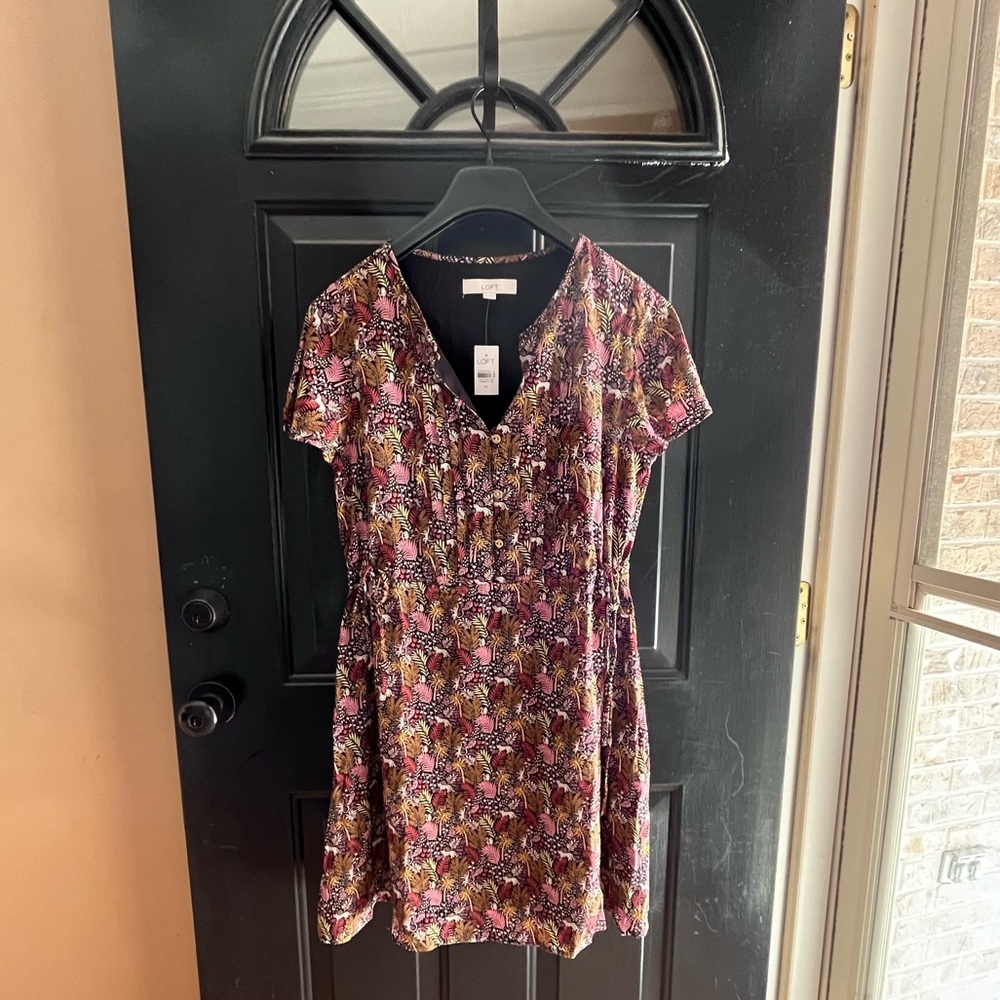 LOFT NWT Paradise Pintucked Side-Tie Dress Size Medium